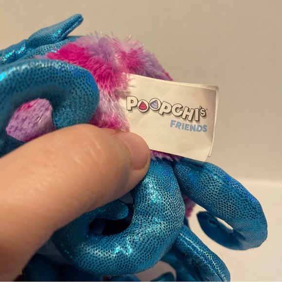Poopchi’s Friends Purple & Pink Plush Octopus w Sparkly Aqua Blue Tentacles 16 - Picture 8 of 8